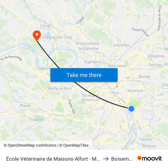 École Vétérinaire de Maisons-Alfort - Métro to Boisemont map