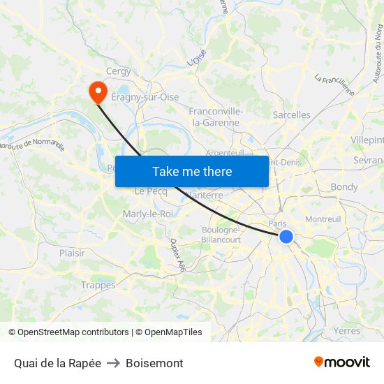 Quai de la Rapée to Boisemont map