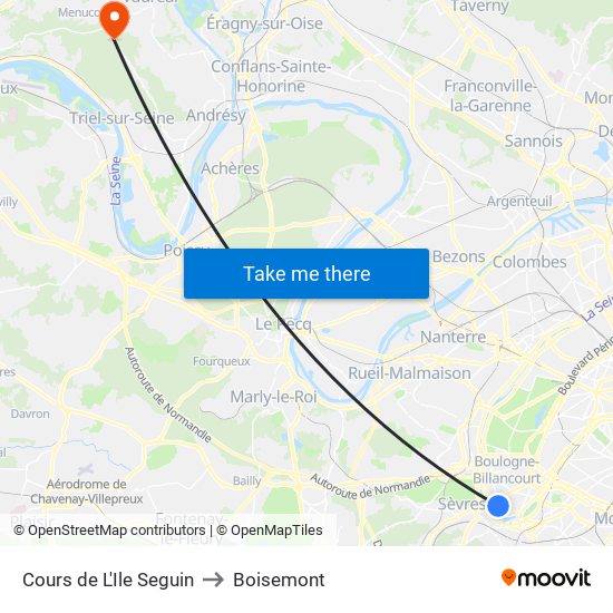 Cours de L'Ile Seguin to Boisemont map