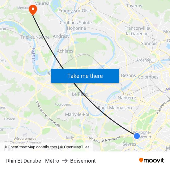 Rhin Et Danube - Métro to Boisemont map