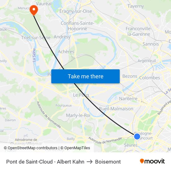Pont de Saint-Cloud - Albert Kahn to Boisemont map