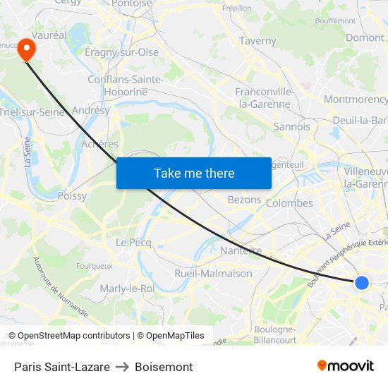 Paris Saint-Lazare to Boisemont map