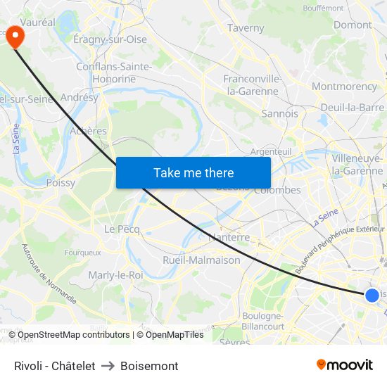 Rivoli - Châtelet to Boisemont map