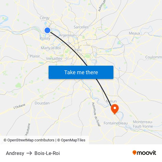 Andresy to Bois-Le-Roi map