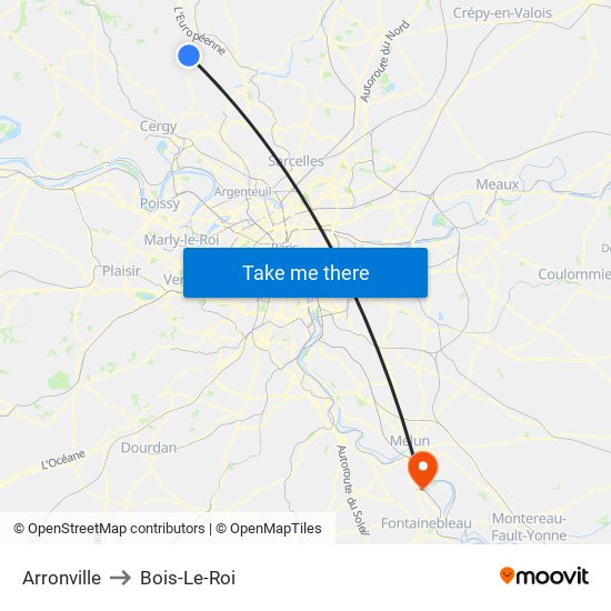 Arronville to Bois-Le-Roi map