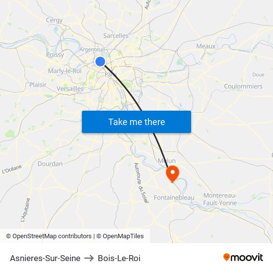 Asnieres-Sur-Seine to Bois-Le-Roi map