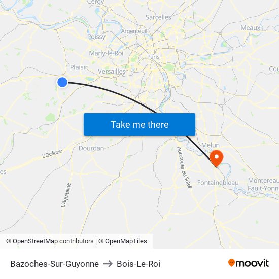 Bazoches-Sur-Guyonne to Bois-Le-Roi map