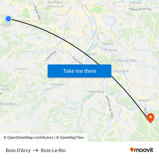 Bois-D'Arcy to Bois-Le-Roi map