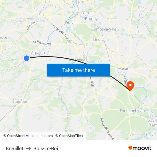 Breuillet to Bois-Le-Roi map