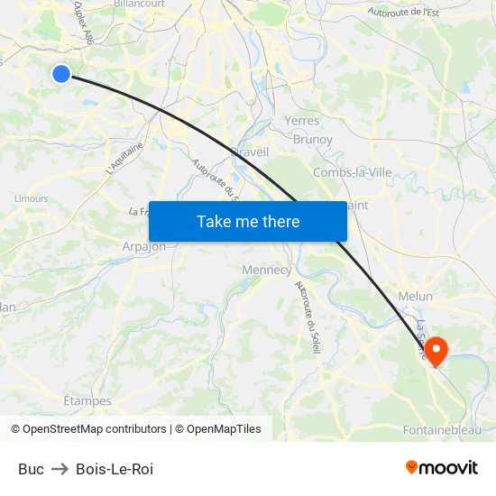 Buc to Bois-Le-Roi map