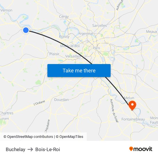 Buchelay to Bois-Le-Roi map