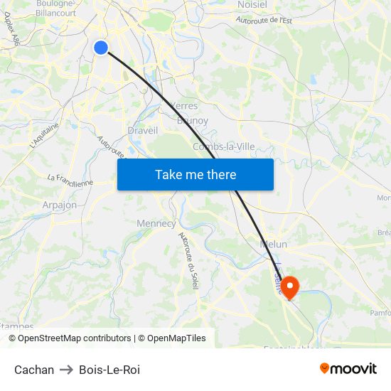 Cachan to Bois-Le-Roi map