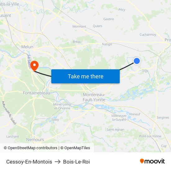 Cessoy-En-Montois to Bois-Le-Roi map