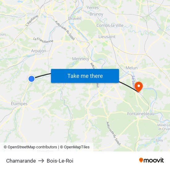 Chamarande to Bois-Le-Roi map