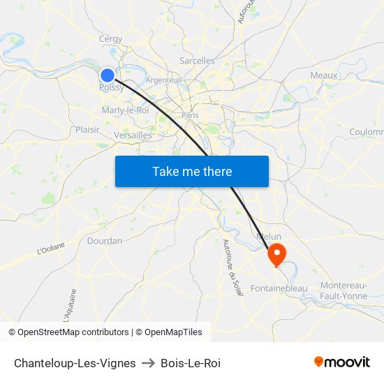 Chanteloup-Les-Vignes to Bois-Le-Roi map