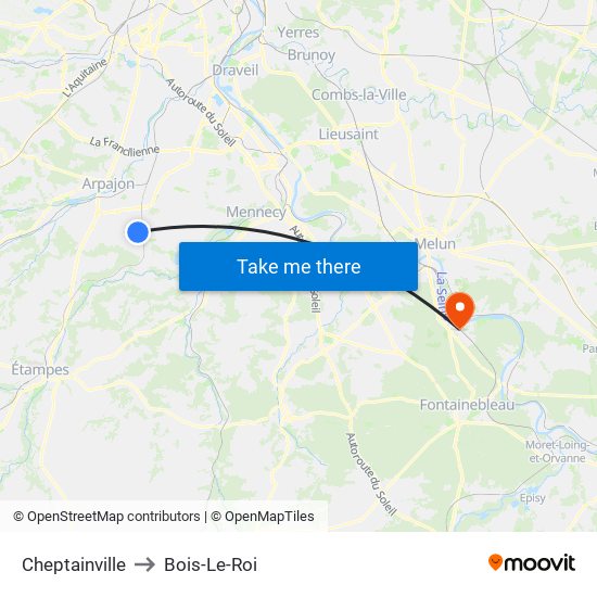 Cheptainville to Bois-Le-Roi map