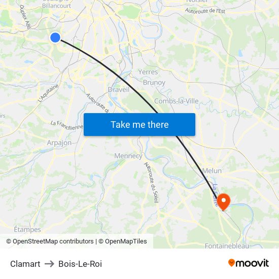 Clamart to Bois-Le-Roi map