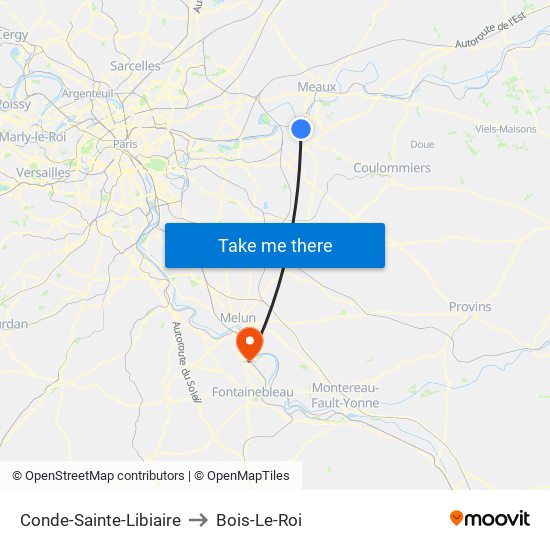 Conde-Sainte-Libiaire to Bois-Le-Roi map