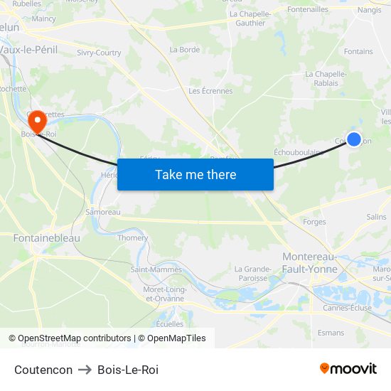 Coutencon to Bois-Le-Roi map