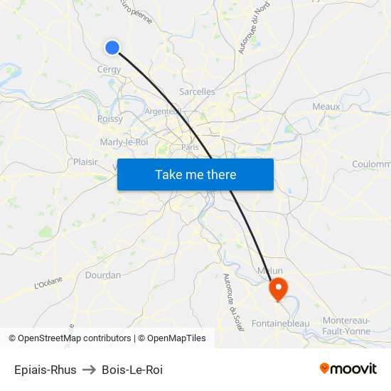 Epiais-Rhus to Bois-Le-Roi map