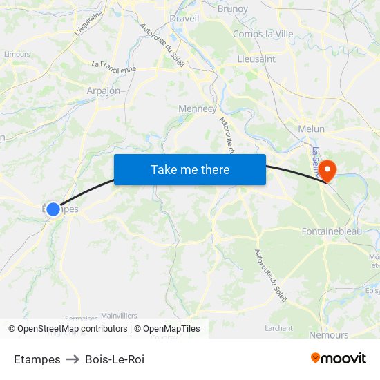Etampes to Bois-Le-Roi map