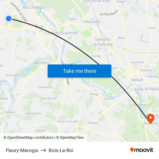 Fleury-Merogis to Bois-Le-Roi map