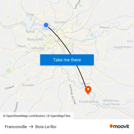 Franconville to Bois-Le-Roi map