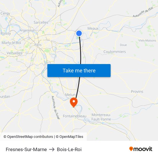 Fresnes-Sur-Marne to Bois-Le-Roi map