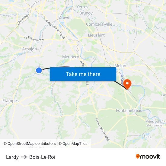 Lardy to Bois-Le-Roi map