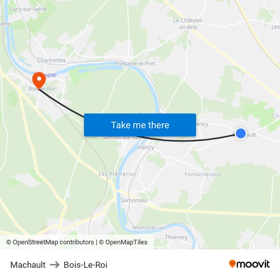 Machault to Bois-Le-Roi map