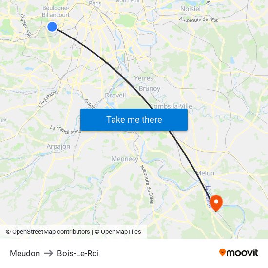 Meudon to Bois-Le-Roi map