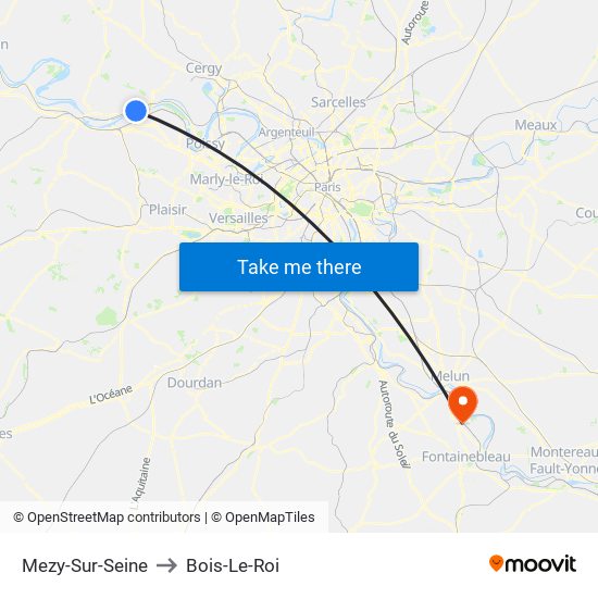 Mezy-Sur-Seine to Bois-Le-Roi map