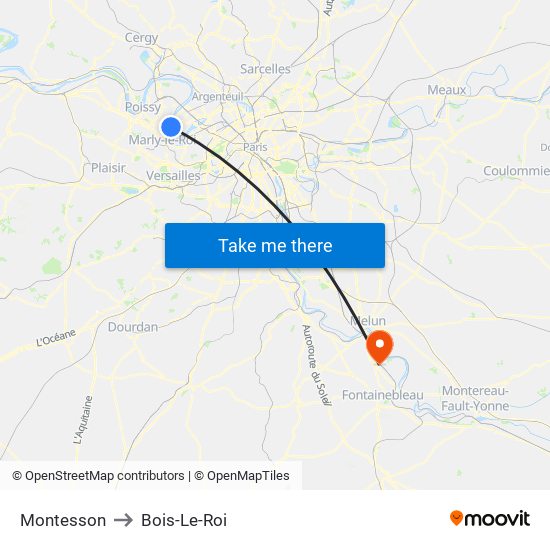 Montesson to Bois-Le-Roi map