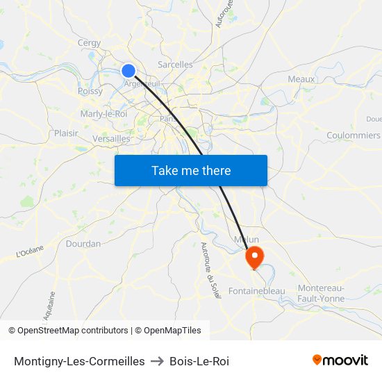 Montigny-Les-Cormeilles to Bois-Le-Roi map