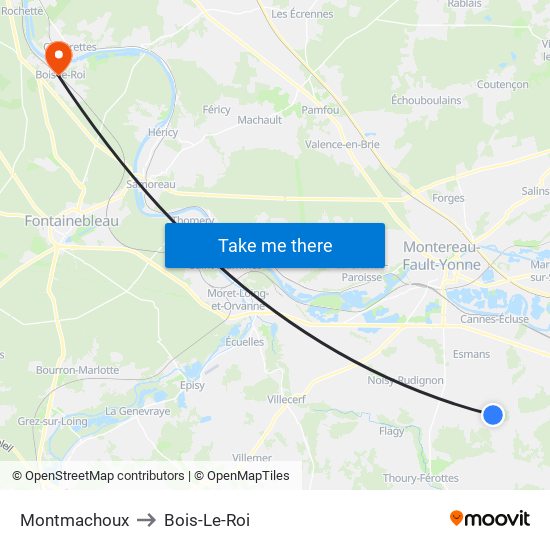 Montmachoux to Bois-Le-Roi map