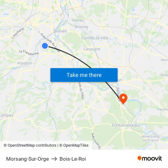 Morsang-Sur-Orge to Bois-Le-Roi map