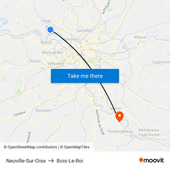 Neuville-Sur-Oise to Bois-Le-Roi map