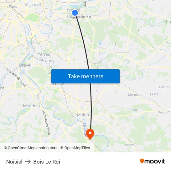 Noisiel to Bois-Le-Roi map