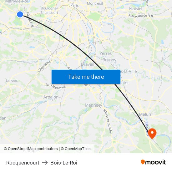 Rocquencourt to Bois-Le-Roi map