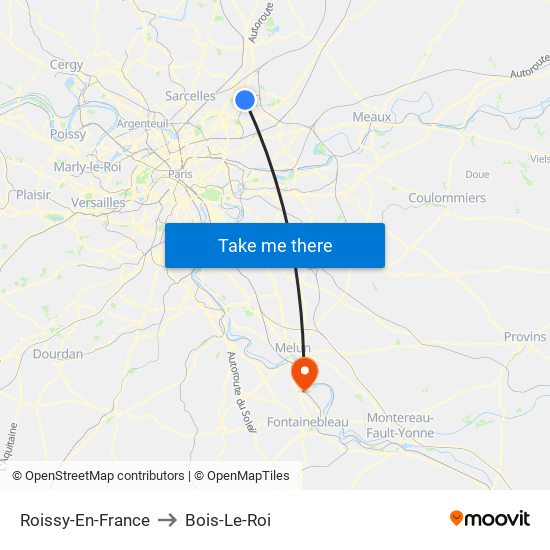 Roissy-En-France to Bois-Le-Roi map