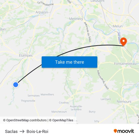 Saclas to Bois-Le-Roi map