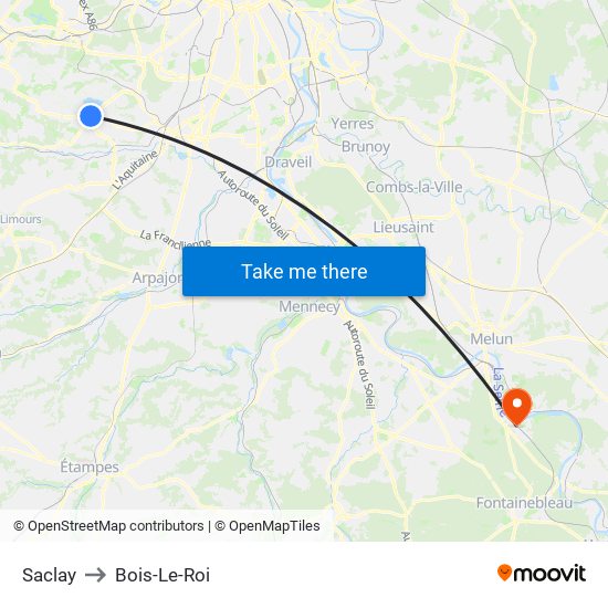 Saclay to Bois-Le-Roi map