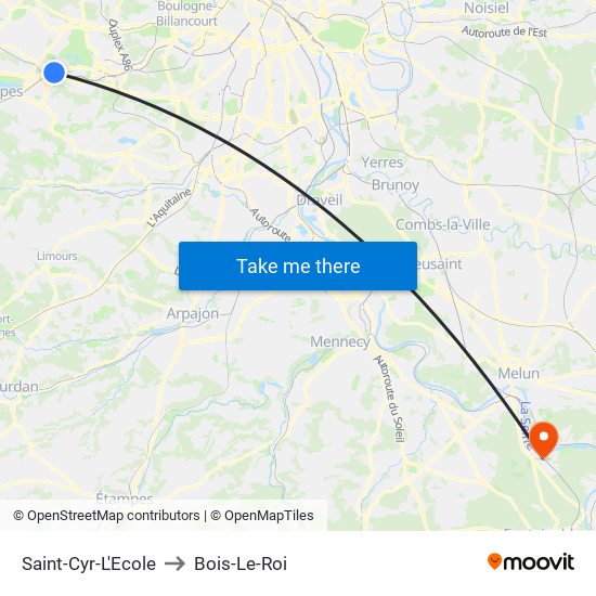 Saint-Cyr-L'Ecole to Bois-Le-Roi map