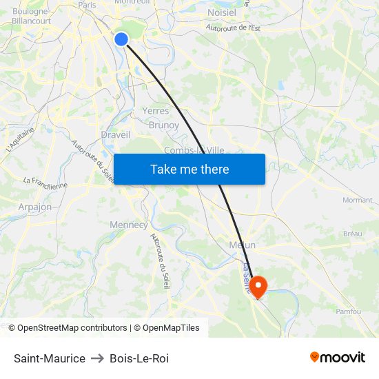 Saint-Maurice to Bois-Le-Roi map