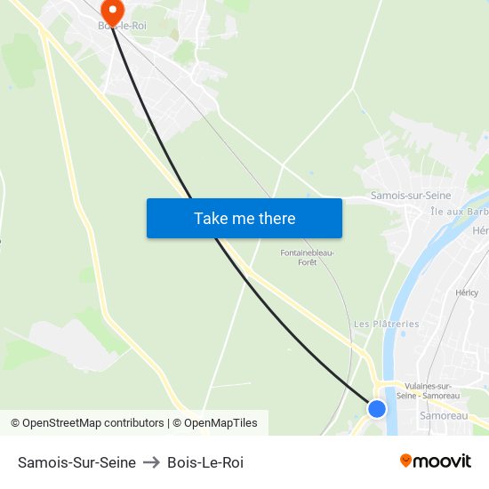 Samois-Sur-Seine to Bois-Le-Roi map