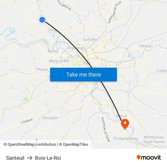 Santeuil to Bois-Le-Roi map