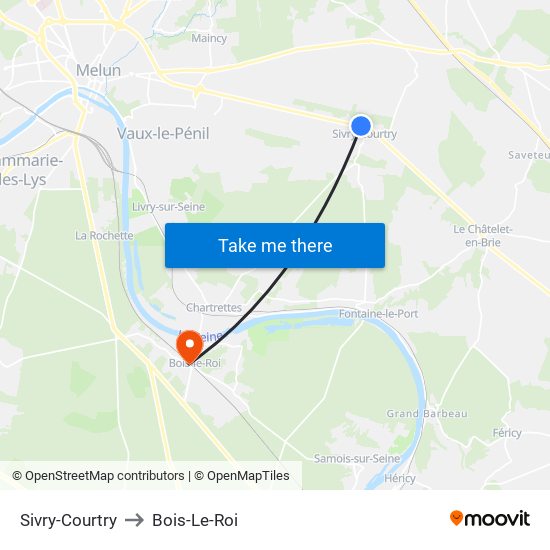Sivry-Courtry to Bois-Le-Roi map