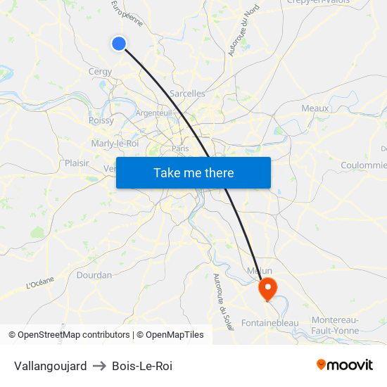 Vallangoujard to Bois-Le-Roi map