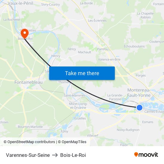 Varennes-Sur-Seine to Bois-Le-Roi map