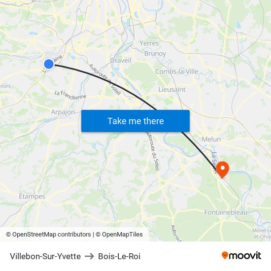 Villebon-Sur-Yvette to Bois-Le-Roi map